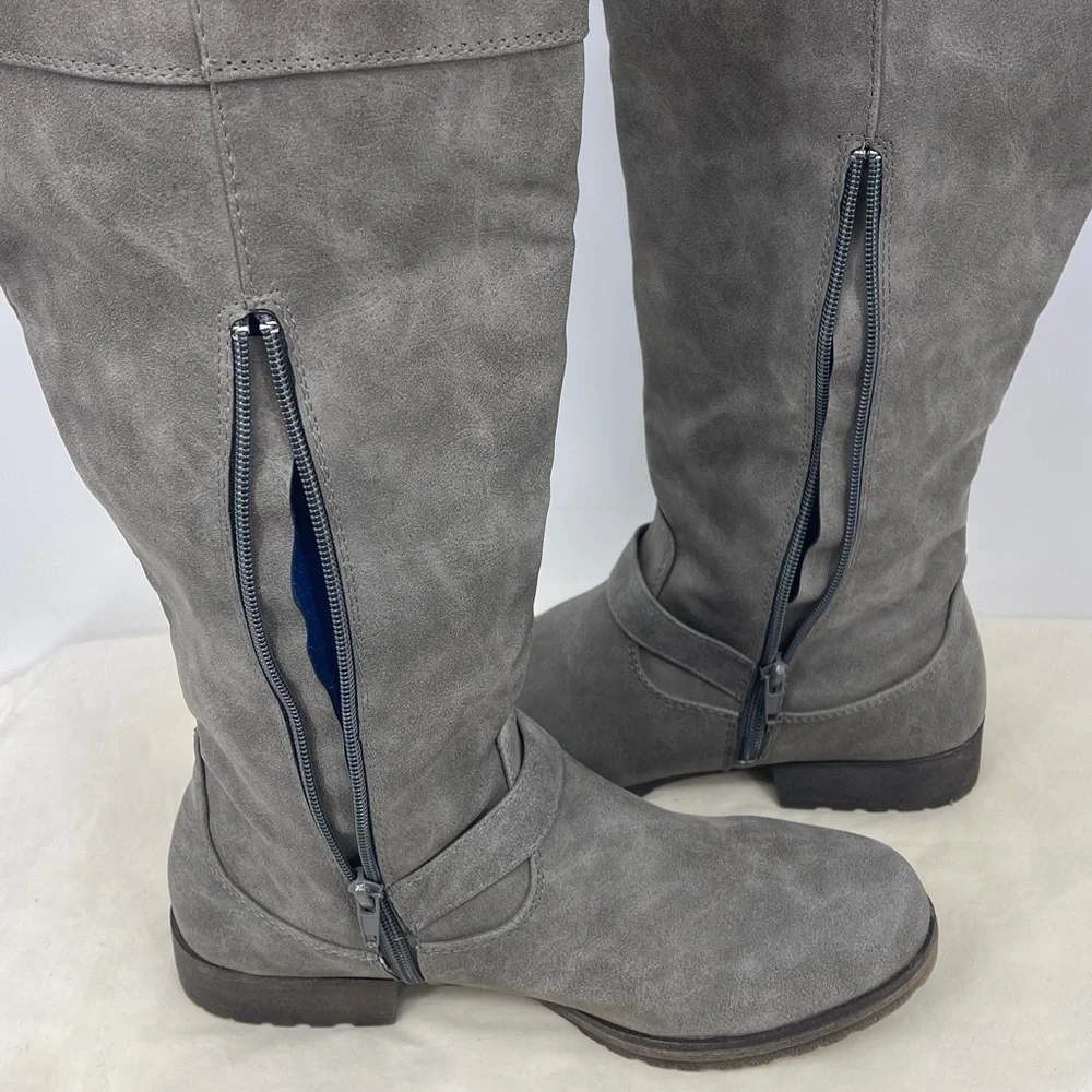 JustFab KRISTIANN Gray Over the Knee Boots with Knit Cuff WOMENS SIZE 9